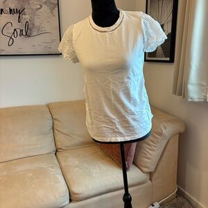 SHEIN White Lace Sleeve Tee